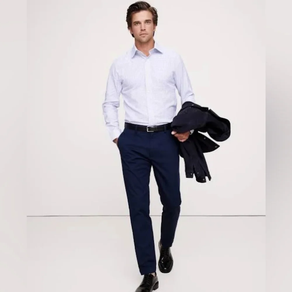 Banana Republic Long Sleeve Wrinkle-Resistant‎ Blue Oxford Shirt Size S Blue Nwt